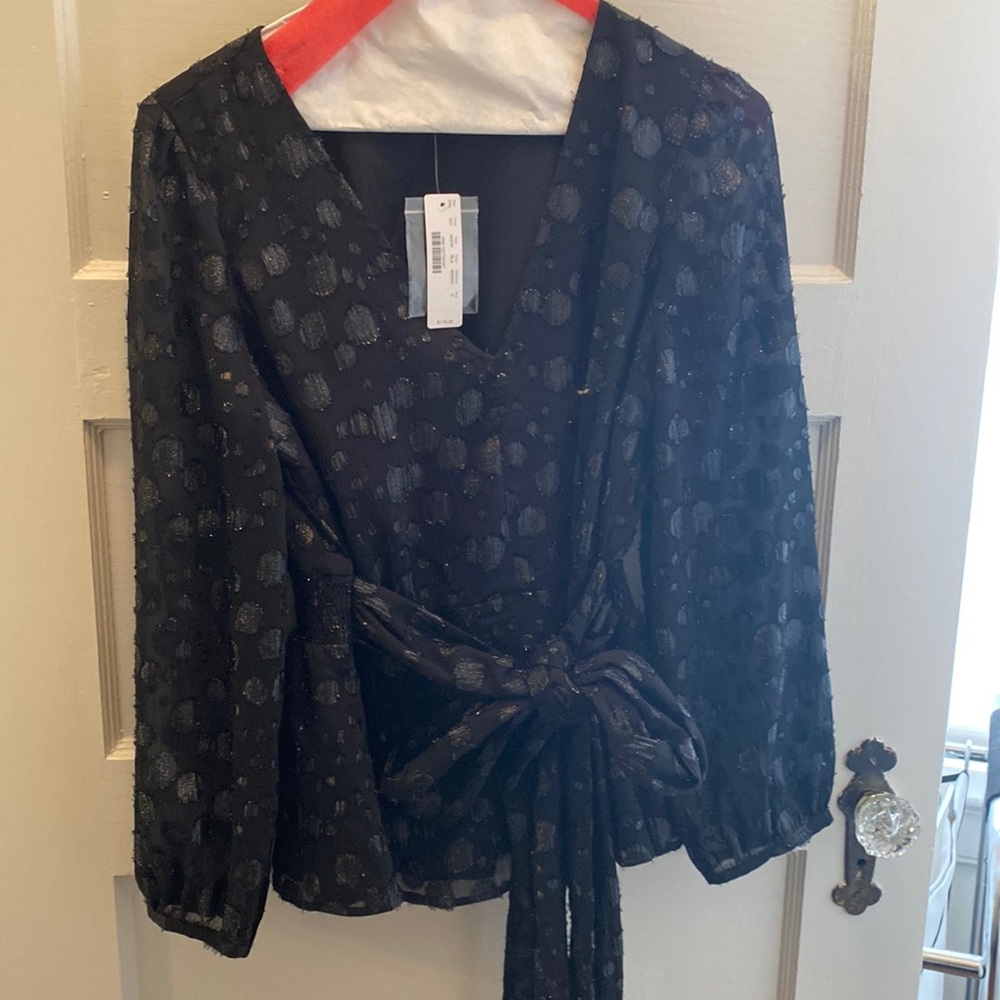 NWT-J. Crew Shimmer Dot Tie Waist Top